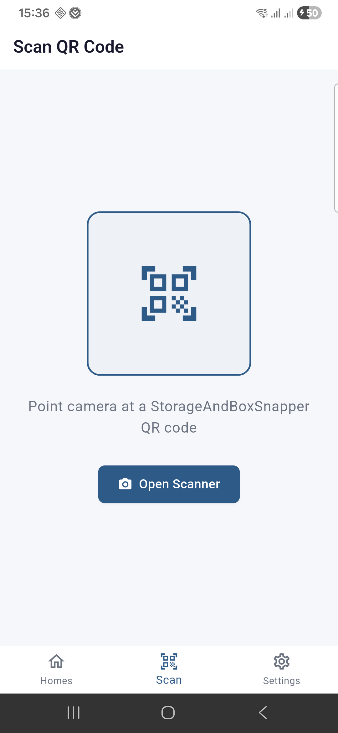 QR code scanner screen